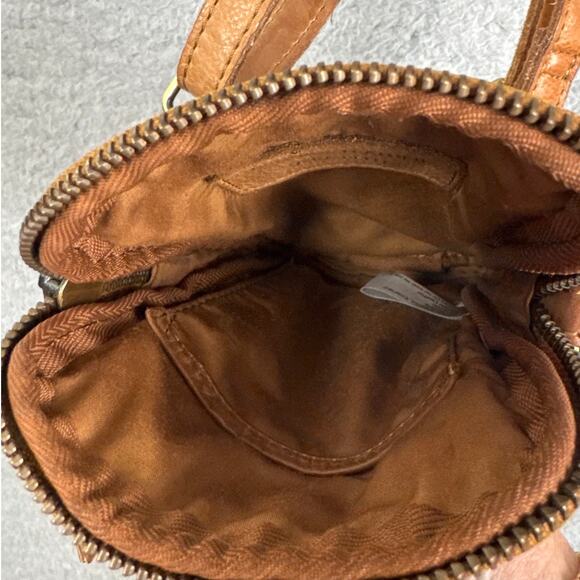 Karma Of Charme Leather Crossbody Purse Cognac Italian Leather Bohemian Retro - Picture 9 of 11